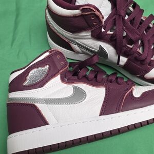 Nike Air Jordan Kids High-Top Sneakers - Maroon and Silver